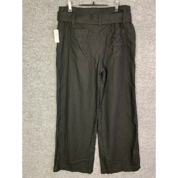 NEW GAP High-Waisted Linen-Blend Wide-Leg‎ Pants Belt Tie SZ 12 - Picture 2 of 11